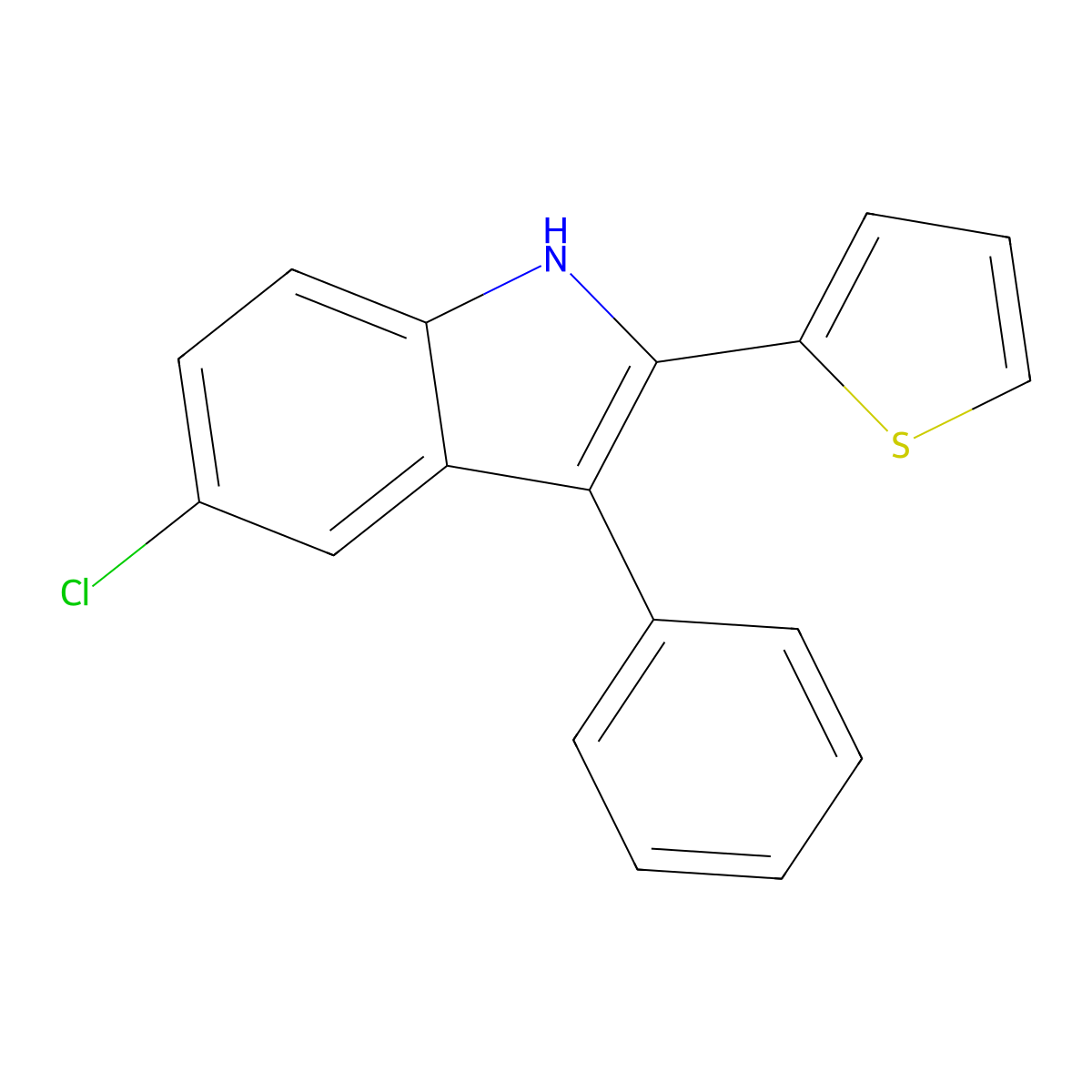 5-chloro-3-phenyl-2-(2-thienyl)-1H-indole molecular structure, CAS 338748-67-7