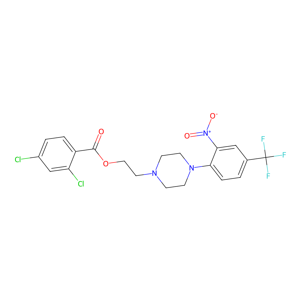 2-{4-[2-Nitro-4-(trifluoromethyl)phenyl]piperazino}ethyl 2,4-dichlorobenzenecarboxylate molecular structure, CAS 338748-68-8