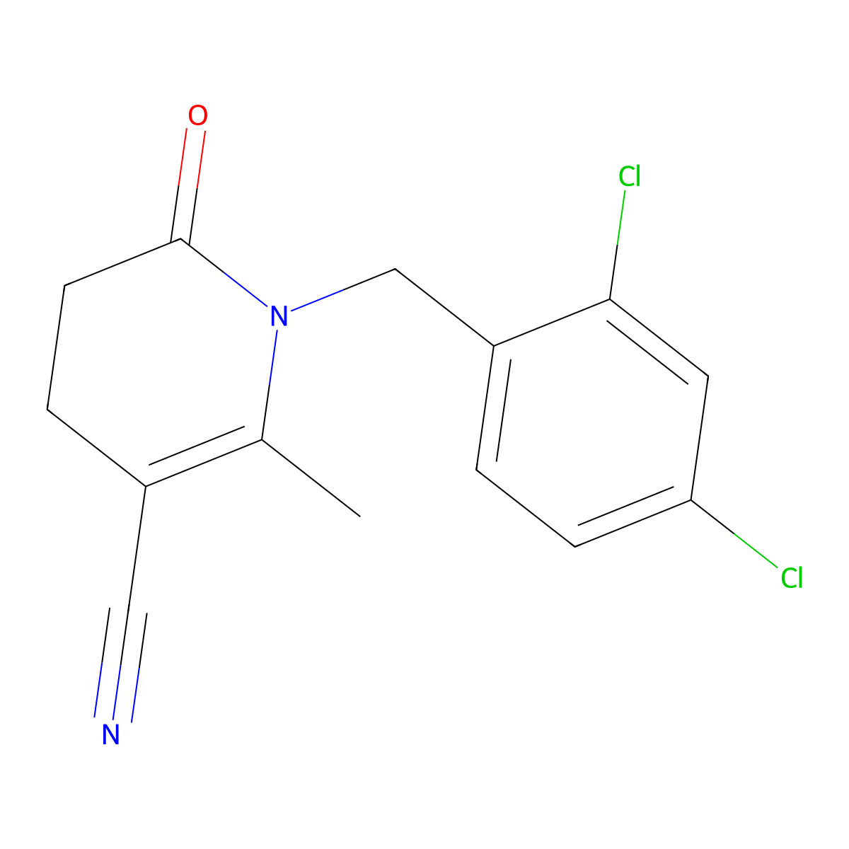 1-(2,4-Dichlorobenzyl)-2-methyl-6-oxo-1,4,5,6-tetrahydro-3-pyridinecarbonitrile molecular structure, CAS 338748-72-4