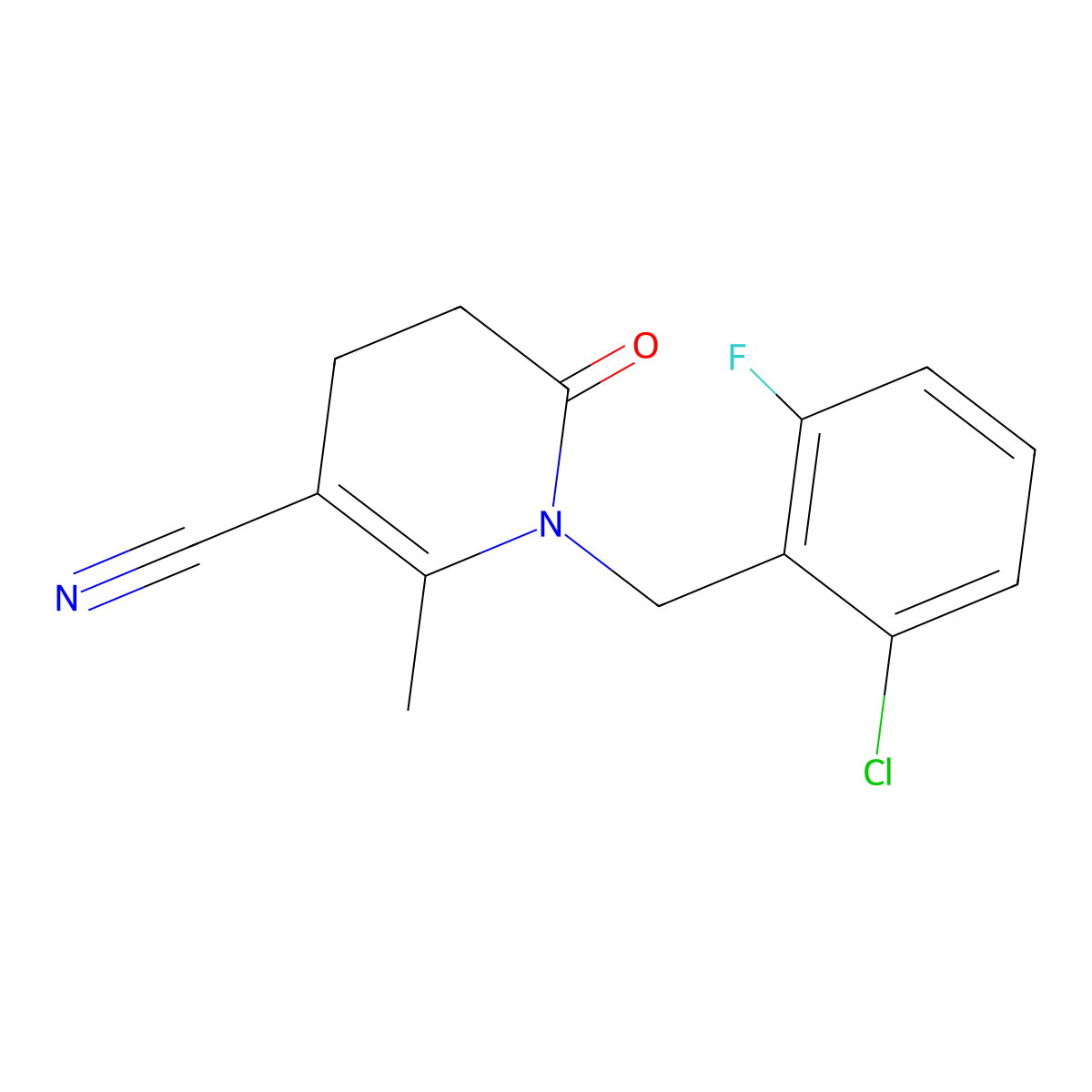 1-(2-Chloro-6-fluorobenzyl)-2-methyl-6-oxo-1,4,5,6-tetrahydro-3-pyridinecarbonitrile molecular structure, CAS 338748-74-6