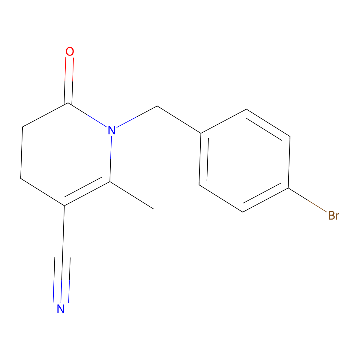 1-(4-Bromobenzyl)-2-methyl-6-oxo-1,4,5,6-tetrahydro-3-pyridinecarbonitrile molecular structure, CAS 338748-75-7