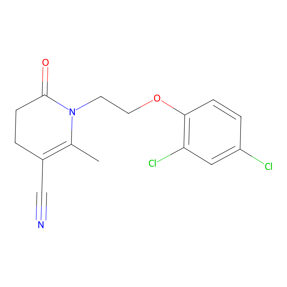 1-[2-(2,4-Dichlorophenoxy)ethyl]-2-methyl-6-oxo-1,4,5,6-tetrahydro-3-pyridinecarbonitrile molecular structure, CAS 338748-80-4