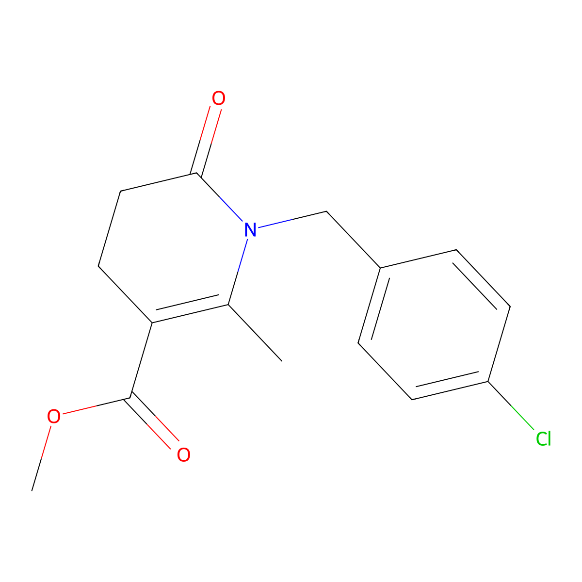 Methyl 1-(4-chlorobenzyl)-2-methyl-6-oxo-1,4,5,6-tetrahydro-3-pyridinecarboxylate molecular structure, CAS 338748-81-5