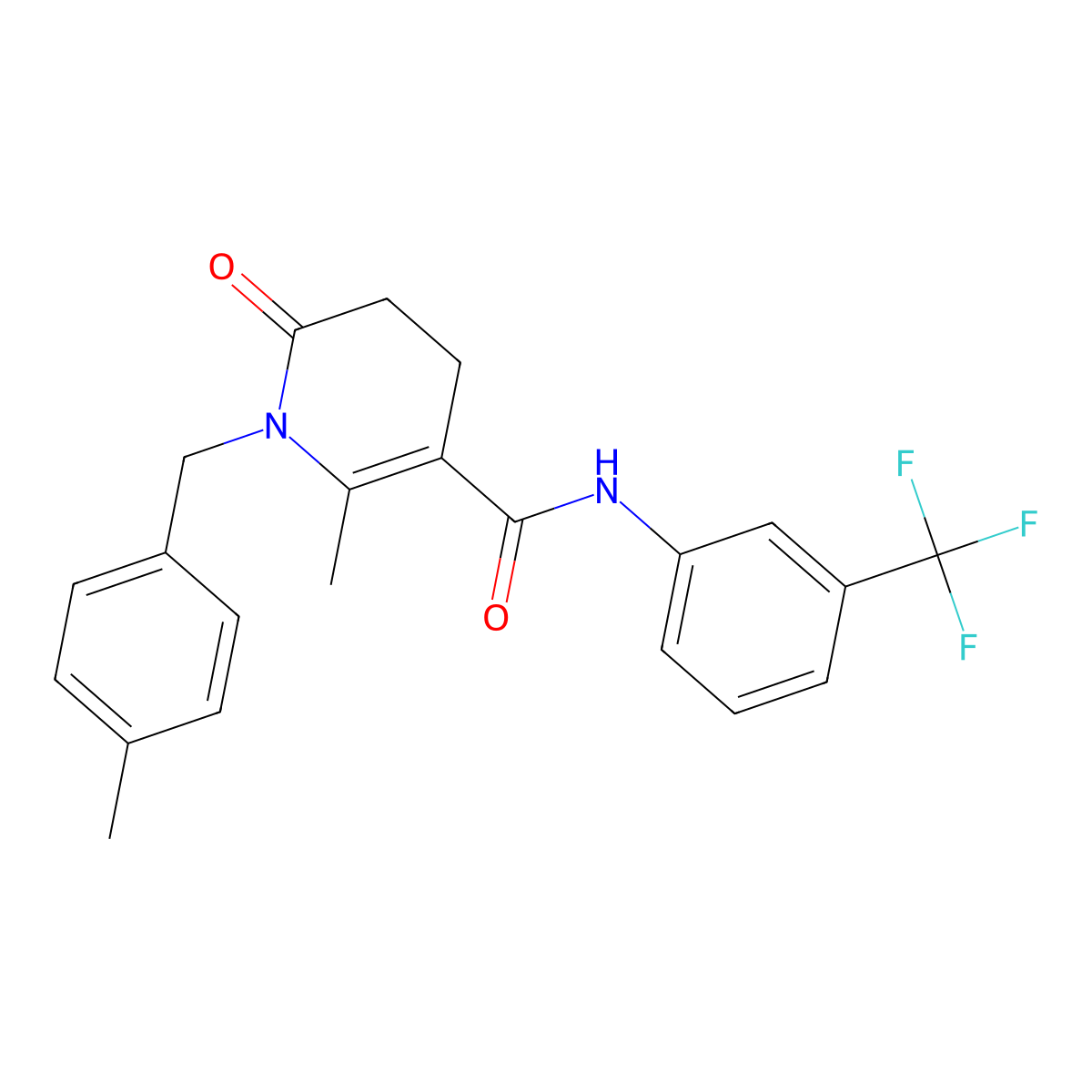 6-methyl-1-[(4-methylphenyl)methyl]-2-oxo-N-[3-(trifluoromethyl)phenyl]-3,4-dihydropyridine-5-carboxamide molecular structure, CAS 338748-82-6
