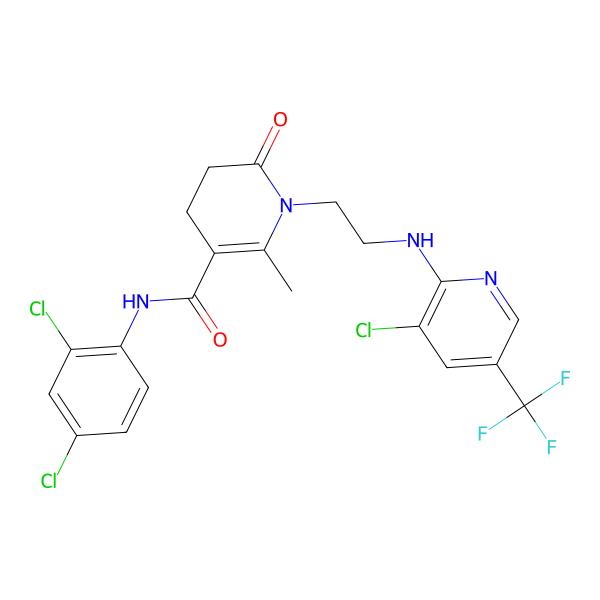 1-(2-{[3-chloro-5-(trifluoromethyl)-2-pyridinyl]amino}ethyl)-N-(2,4-dichlorophenyl)-2-methyl-6-oxo-1,4,5,6-tetrahydro-3-pyridinecarboxamide molecular structure, CAS 338748-88-2