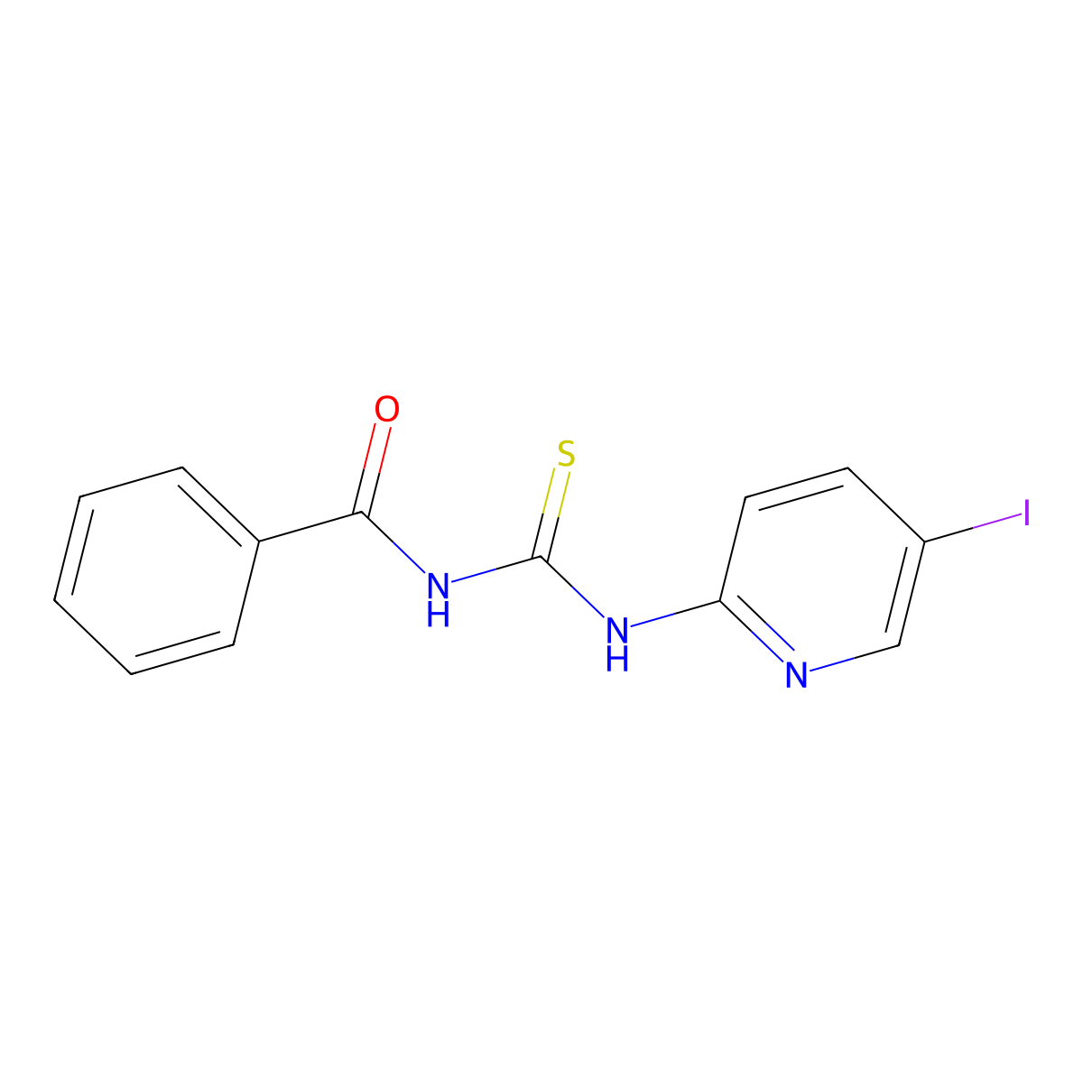 N-benzoyl-N'-(5-iodo-2-pyridinyl)thiourea molecular structure, CAS 338748-94-0