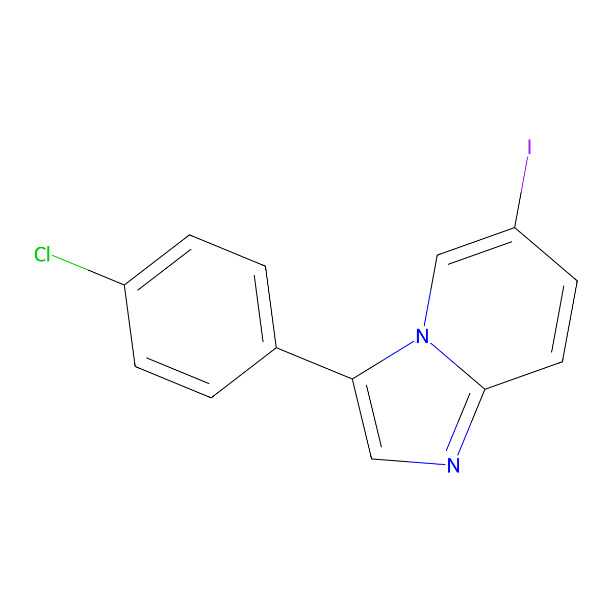 3-(4-Chlorophenyl)-6-iodoimidazo[1,2-a]pyridine molecular structure, CAS 338748-95-1