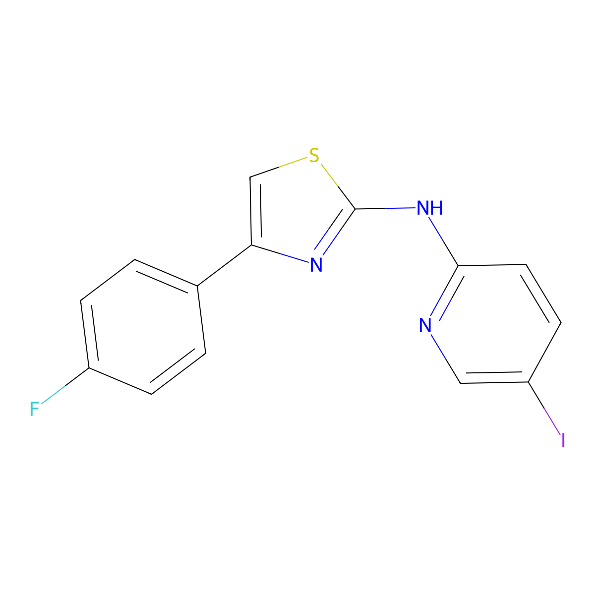 N-[4-(4-fluorophenyl)-1,3-thiazol-2-yl]-5-iodo-2-pyridinamine molecular structure, CAS 338748-98-4