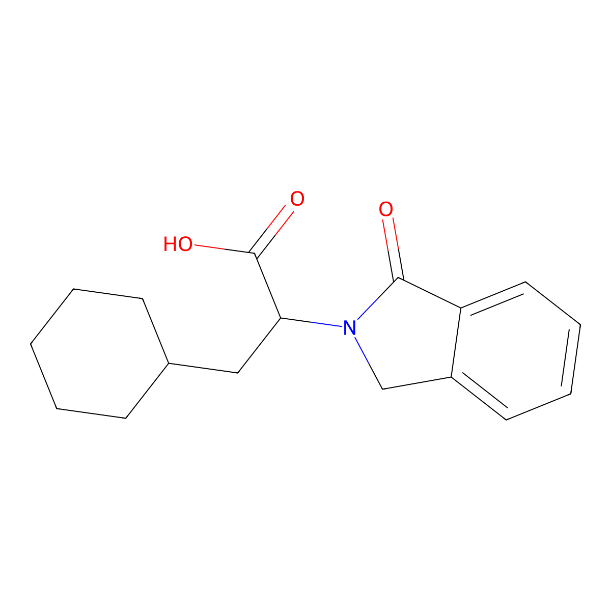 3-cyclohexyl-2-(1-oxo-1,3-dihydro-2H-isoindol-2-yl)propanoic acid molecular structure, CAS 338749-13-6
