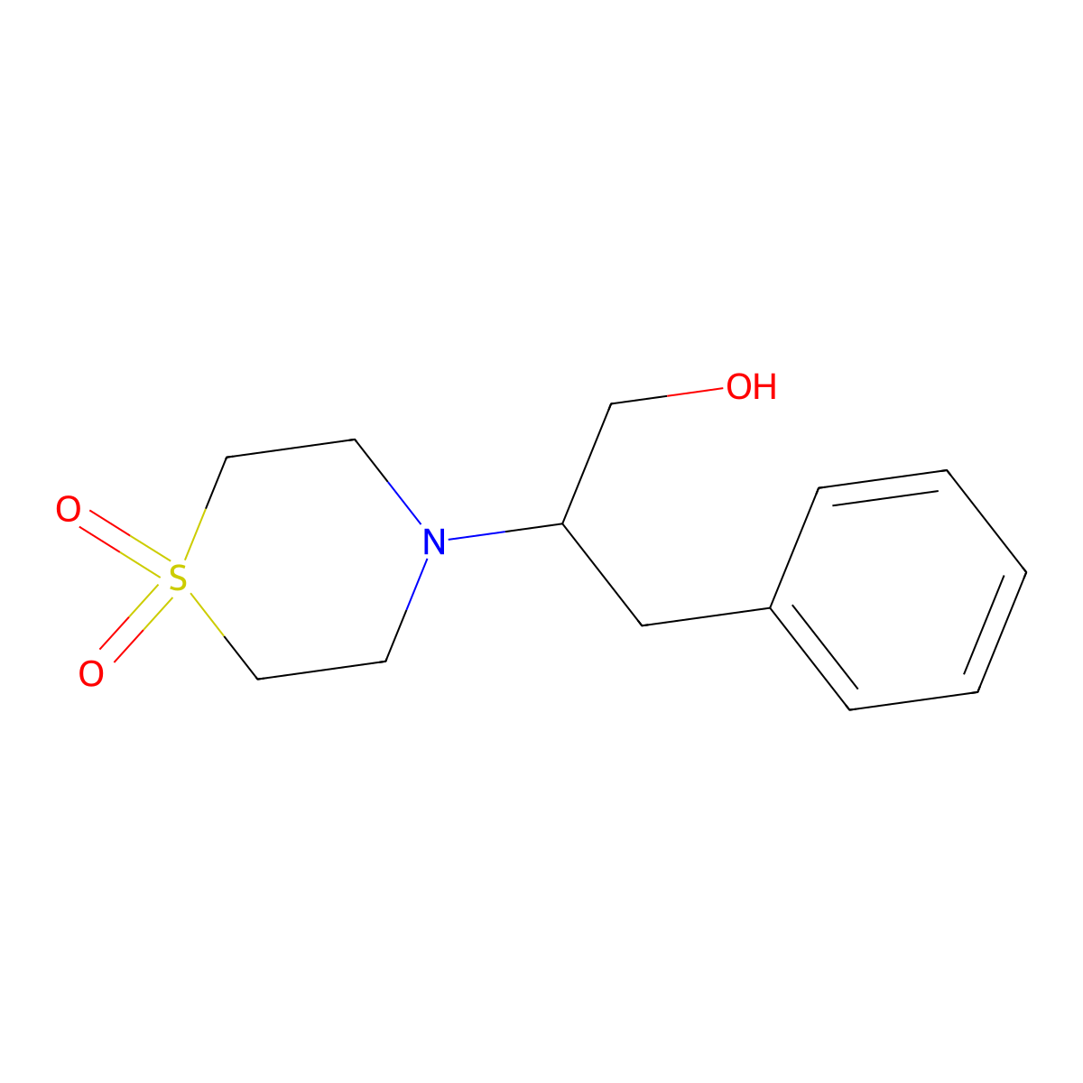 2-(1,1-Dioxidothiomorpholin-4-yl)-3-phenylpropan-1-ol molecular structure, CAS 338749-36-3