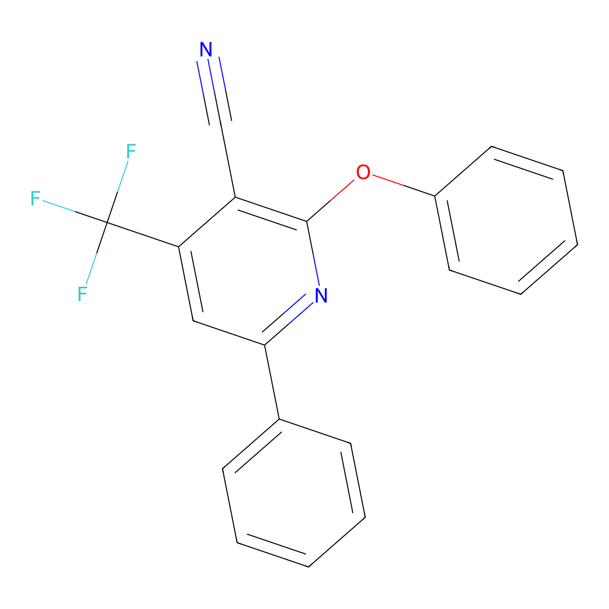 2-Phenoxy-6-phenyl-4-(trifluoromethyl)nicotinonitrile molecular structure, CAS 338749-44-3