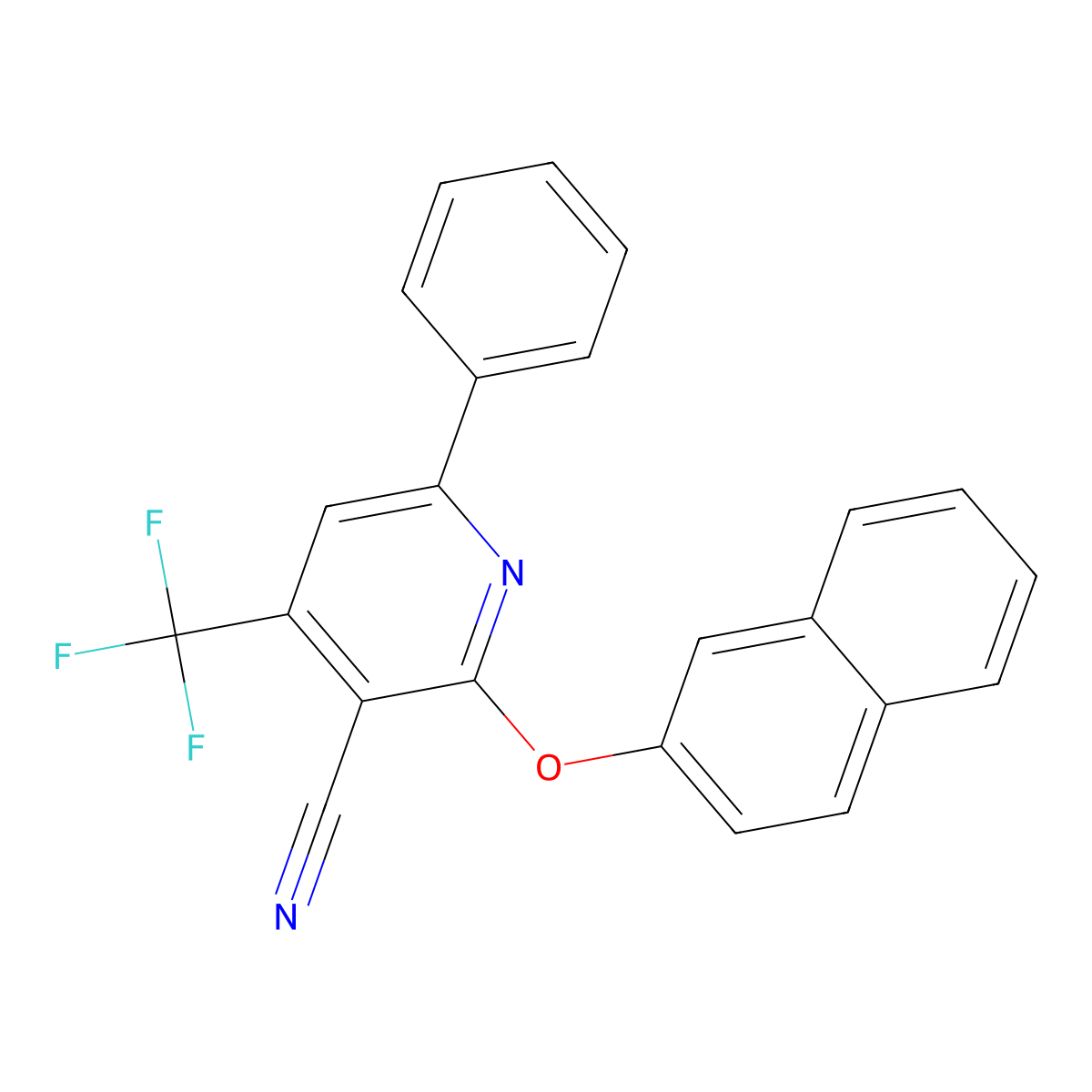 2-(2-Naphthyloxy)-6-phenyl-4-(trifluoromethyl)nicotinonitrile molecular structure, CAS 338749-47-6