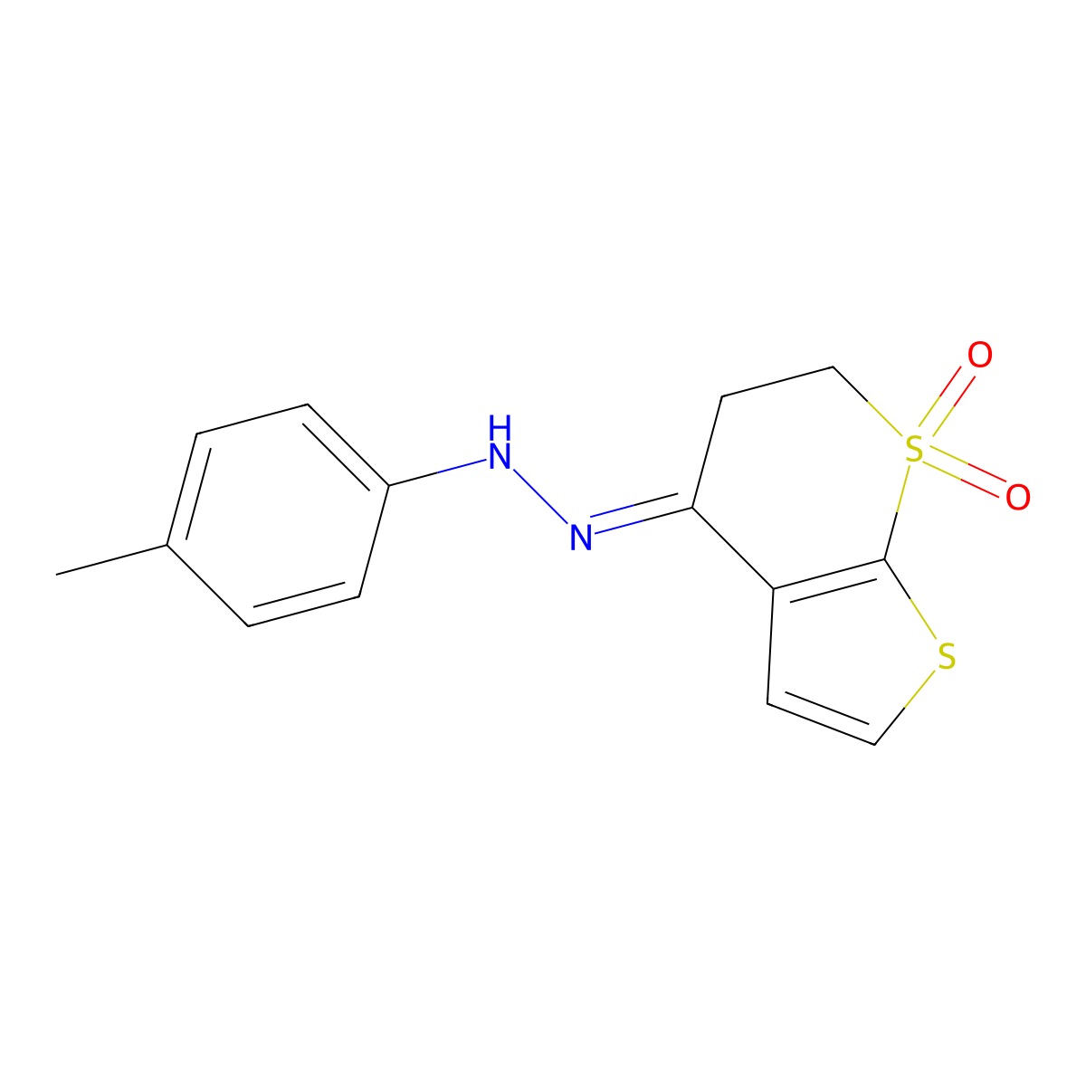 2,3-dihydro-1lambda~6~-thieno[2,3-b]thiopyran-1,1,4-trione 4-[N-(4-methylphenyl)hydrazone] molecular structure, CAS 338749-51-2