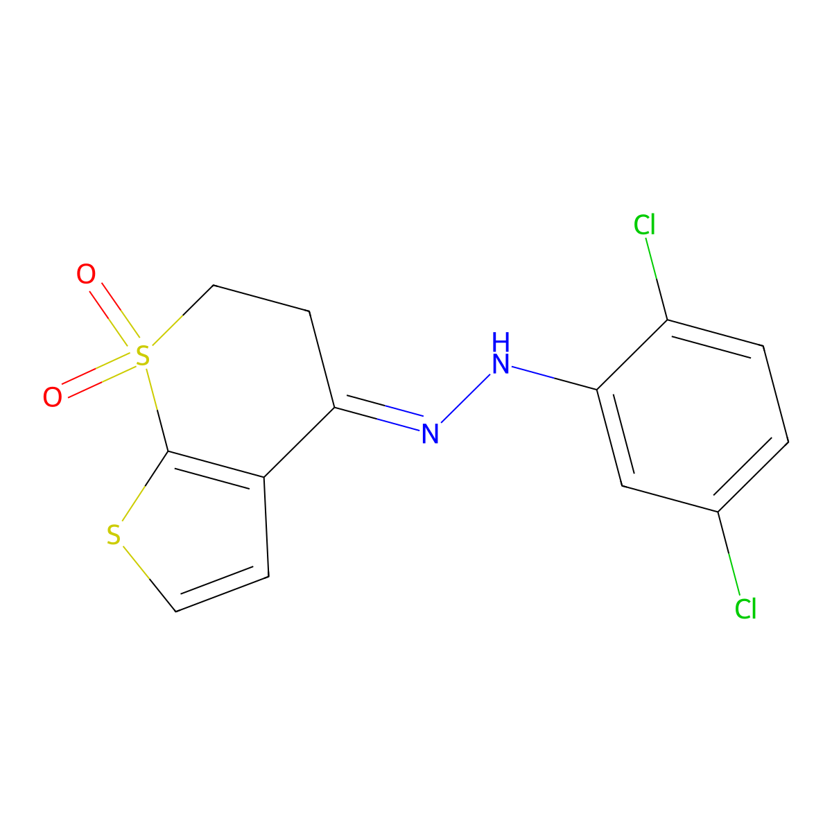 2,3-dihydro-1lambda~6~-thieno[2,3-b]thiopyran-1,1,4-trione 4-[N-(2,5-dichlorophenyl)hydrazone] molecular structure, CAS 338749-53-4