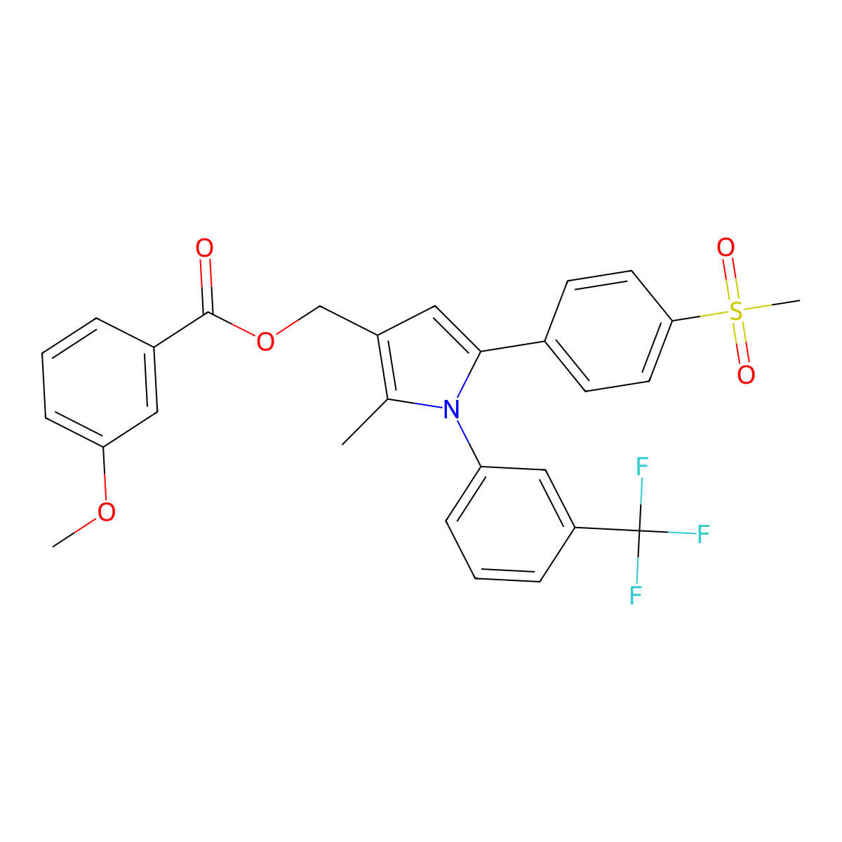 {2-methyl-5-[4-(methylsulfonyl)phenyl]-1-[3-(trifluoromethyl)phenyl]-1H-pyrrol-3-yl}methyl 3-methoxybenzenecarboxylate molecular structure, CAS 338749-56-7