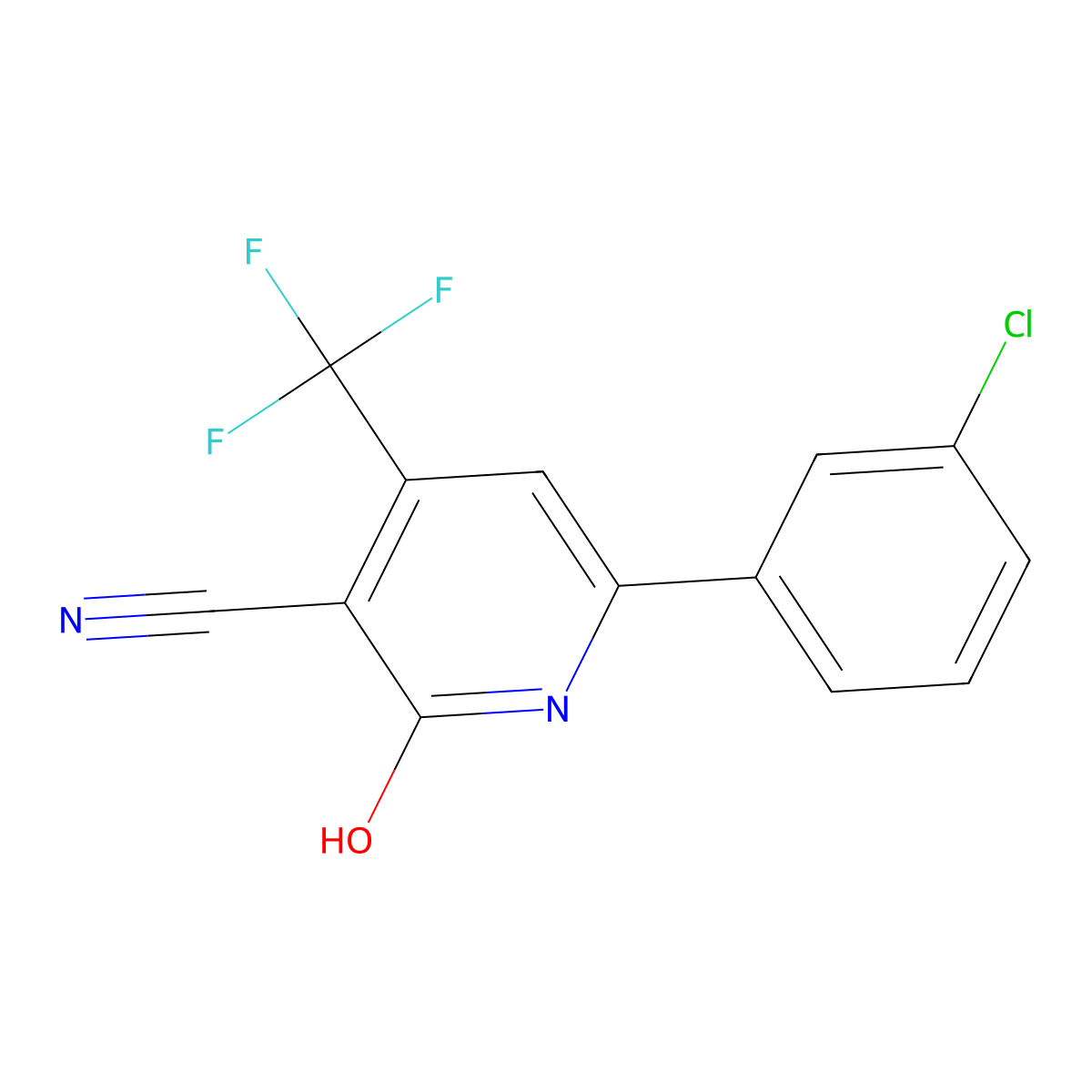 6-(3-Chlorophenyl)-2-hydroxy-4-(trifluoromethyl)nicotinonitrile molecular structure, CAS 338749-71-6