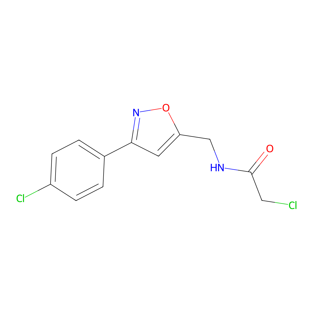 2-chloro-N-{[3-(4-chlorophenyl)-5-isoxazolyl]methyl}acetamide molecular structure, CAS 338749-73-8