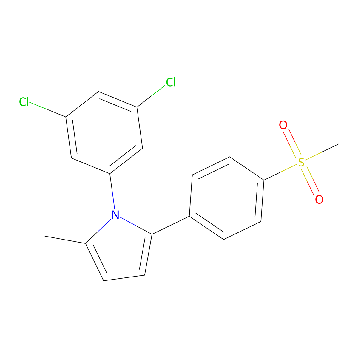 1-(3,5-dichlorophenyl)-2-methyl-5-[4-(methylsulfonyl)phenyl]-1H-pyrrole molecular structure, CAS 338749-74-9