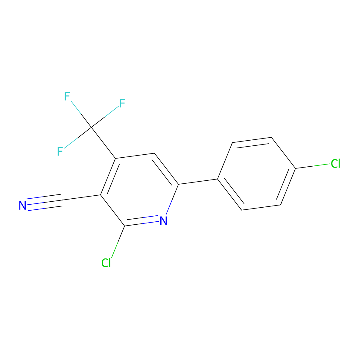 2-Chloro-6-(4-chlorophenyl)-4-(trifluoromethyl)pyridine-3-carbonitrile molecular structure, CAS 338749-75-0