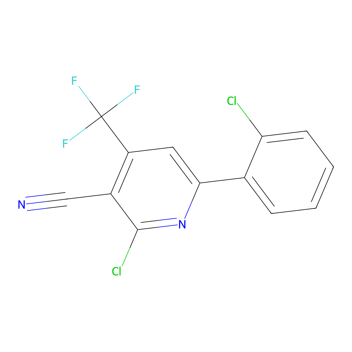 2-Chloro-6-(2-chlorophenyl)-4-(trifluoromethyl)nicotinonitrile molecular structure, CAS 338749-86-3