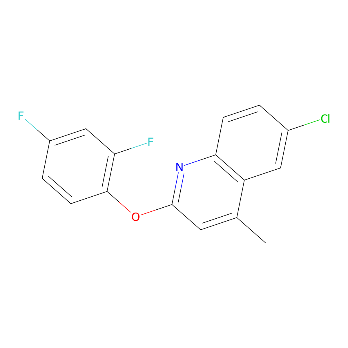 6-Chloro-2-(2,4-difluorophenoxy)-4-methylquinoline molecular structure, CAS 338749-91-0
