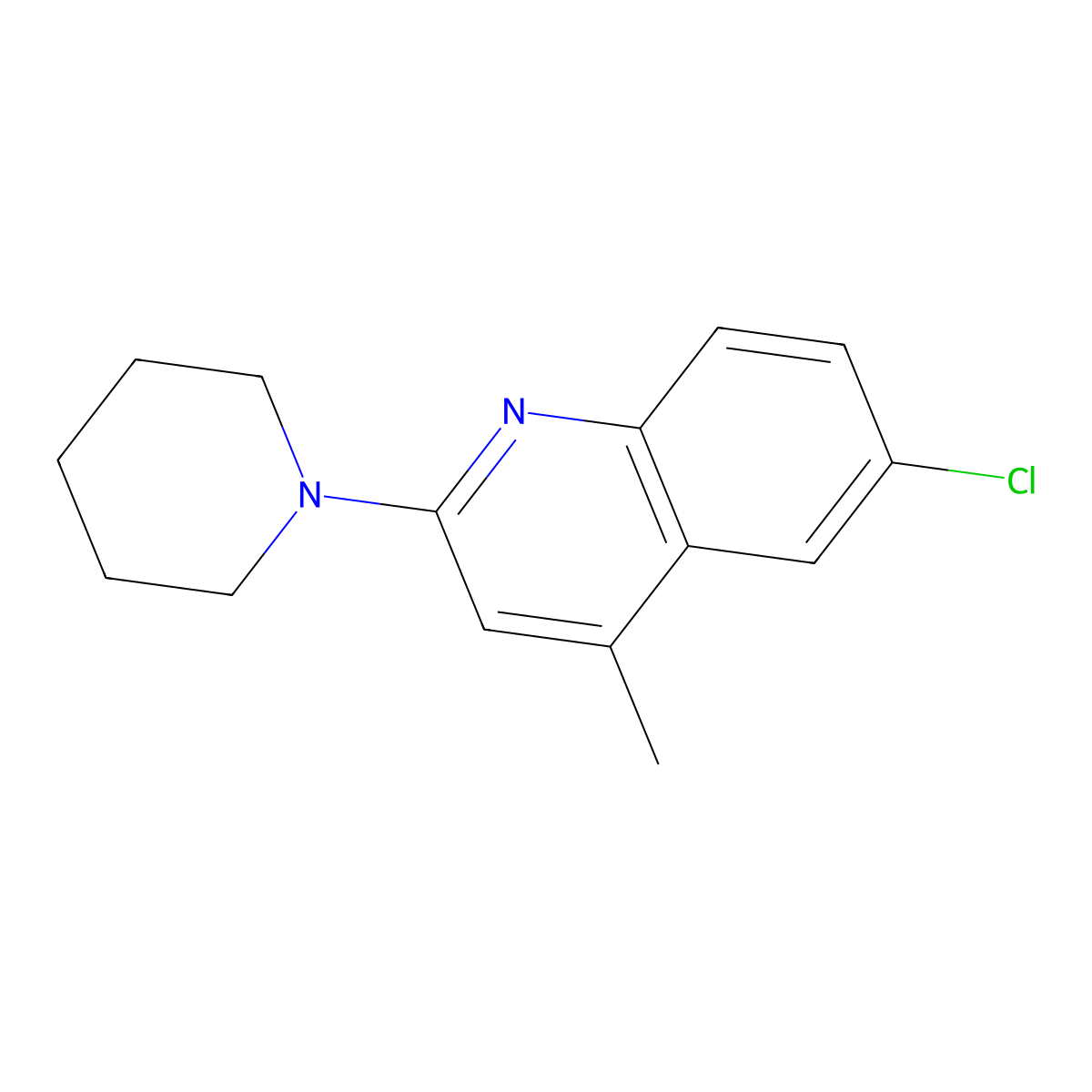 6-Chloro-4-methyl-2-piperidinoquinoline molecular structure, CAS 338749-92-1