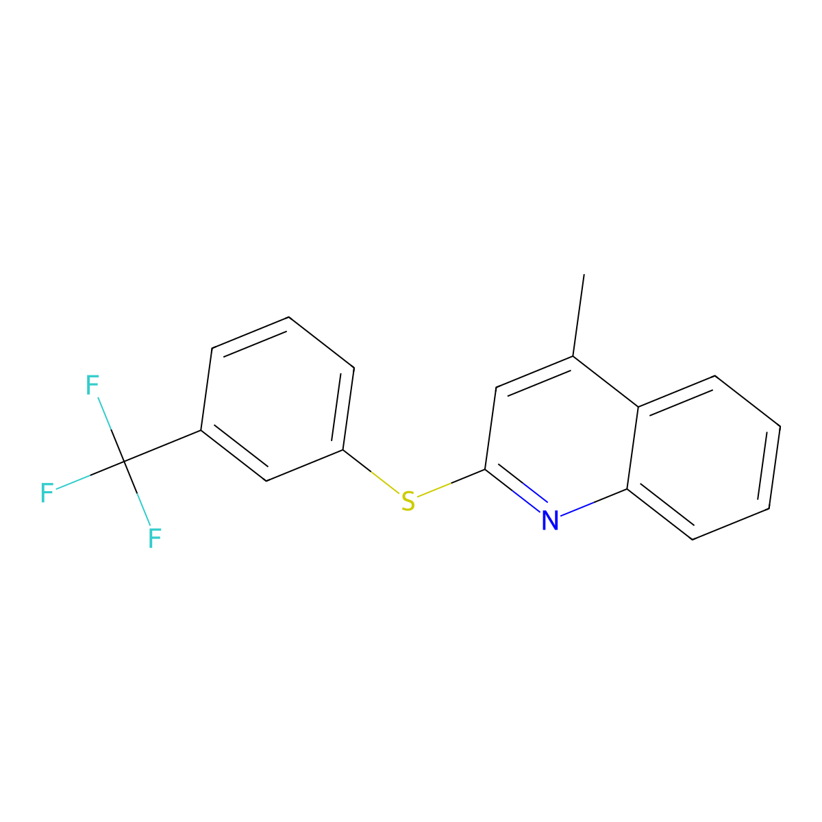 4-Methyl-2-{[3-(trifluoromethyl)phenyl]sulfanyl}quinoline molecular structure, CAS 338749-96-5