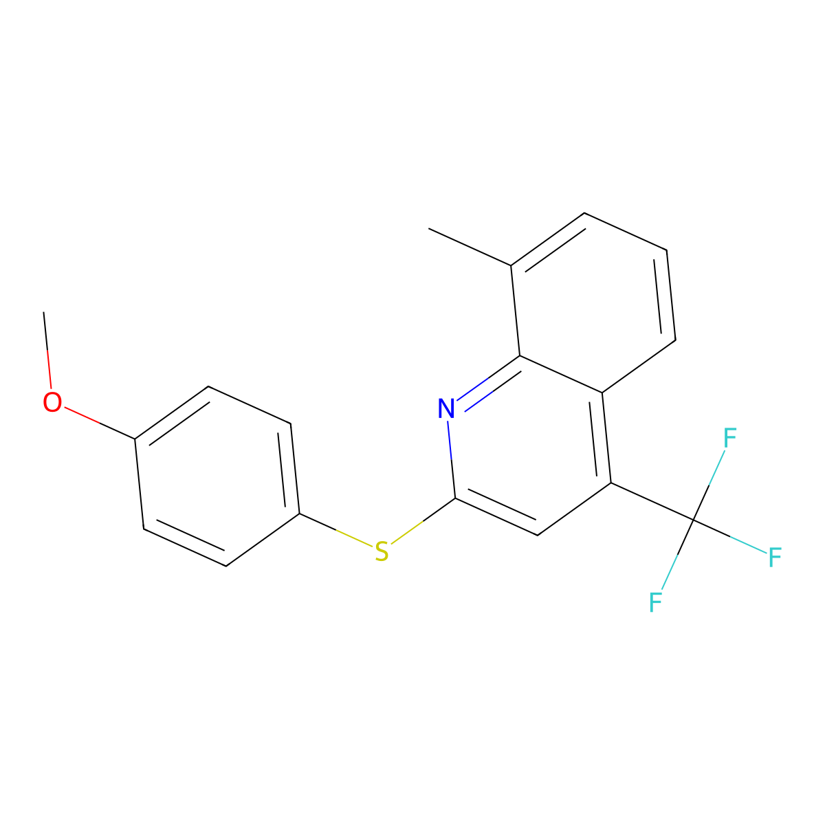 Methyl 4-{[8-methyl-4-(trifluoromethyl)-2-quinolinyl]sulfanyl}phenyl ether molecular structure, CAS 338750-06-4