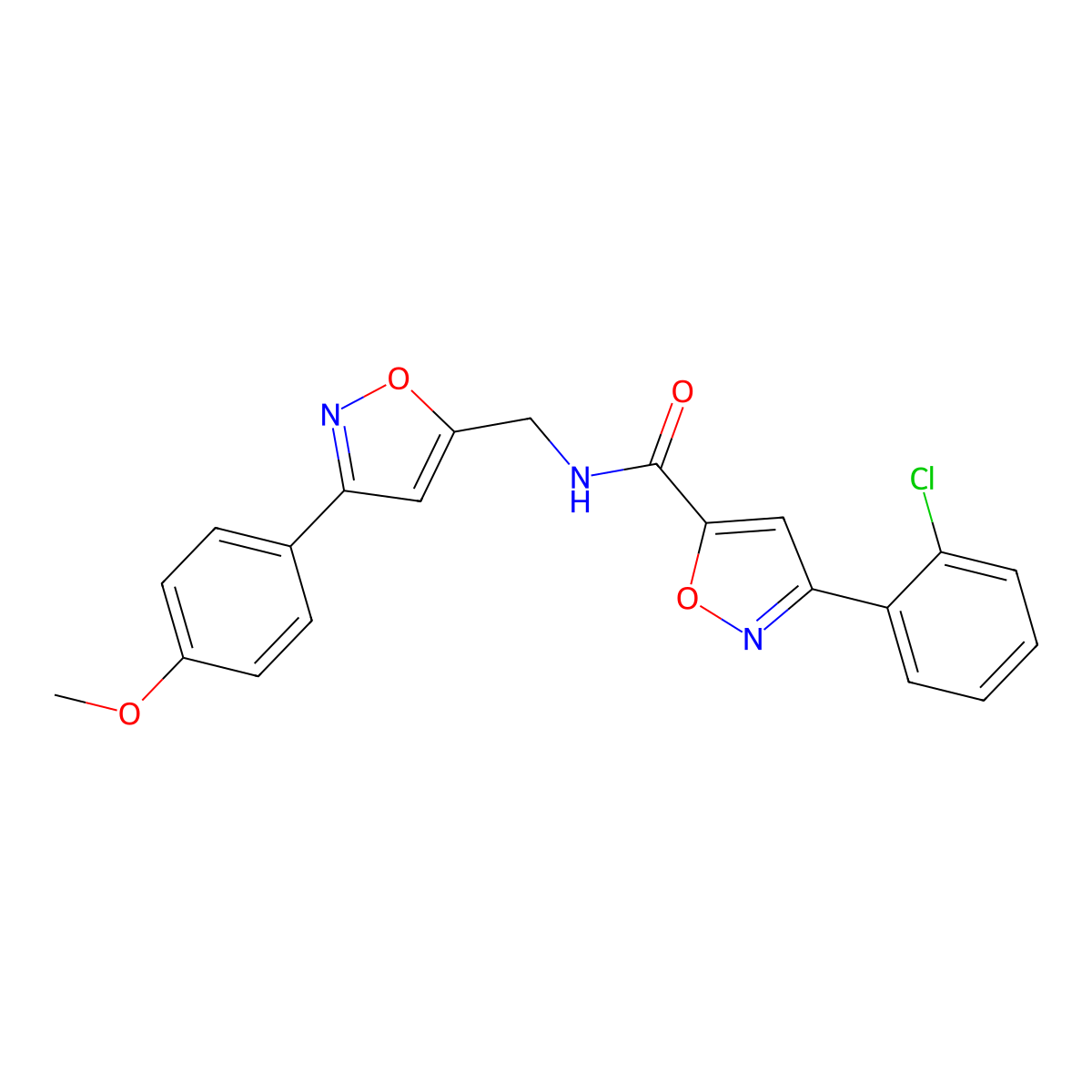 3-(2-chlorophenyl)-N-{[3-(4-methoxyphenyl)-5-isoxazolyl]methyl}-5-isoxazolecarboxamide molecular structure, CAS 338750-11-1