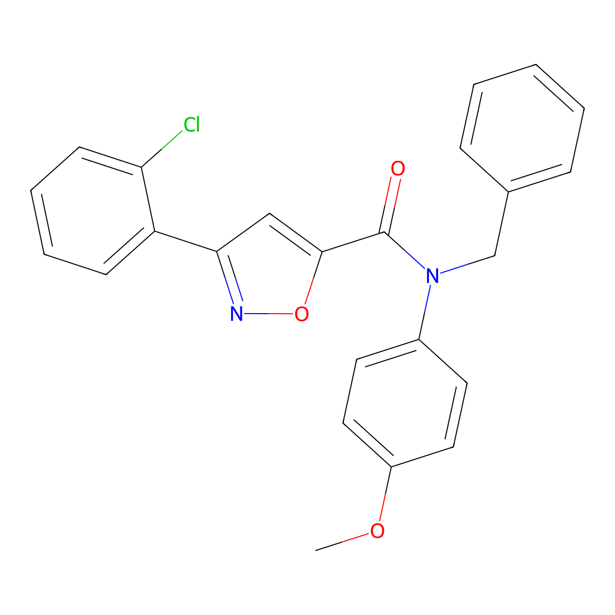 N-benzyl-3-(2-chlorophenyl)-N-(4-methoxyphenyl)-1,2-oxazole-5-carboxamide molecular structure, CAS 338750-12-2