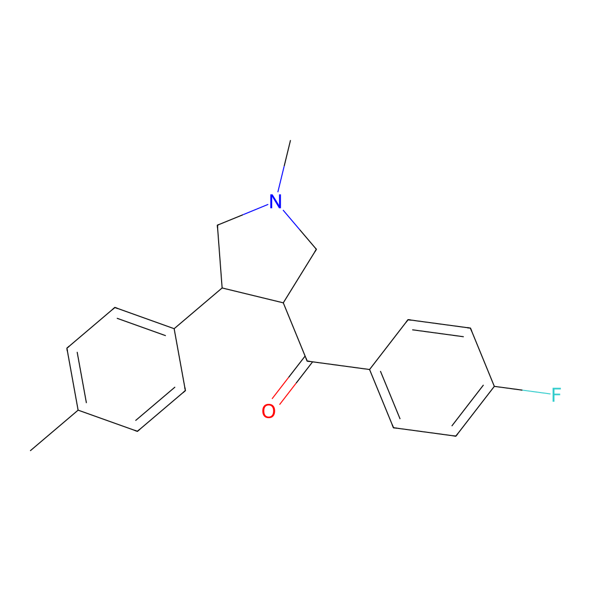 (4-fluorophenyl)[1-methyl-4-(4-methylphenyl)tetrahydro-1H-pyrrol-3-yl]methanone molecular structure, CAS 338750-26-8