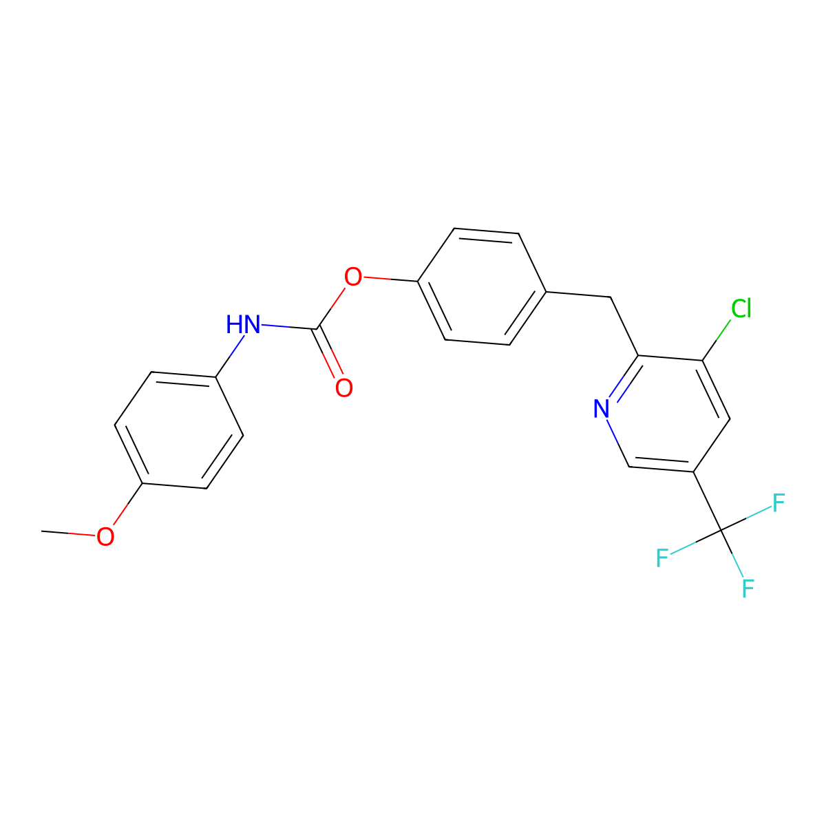 4-{[3-chloro-5-(trifluoromethyl)-2-pyridinyl]methyl}phenyl N-(4-methoxyphenyl)carbamate molecular structure, CAS 338750-30-4