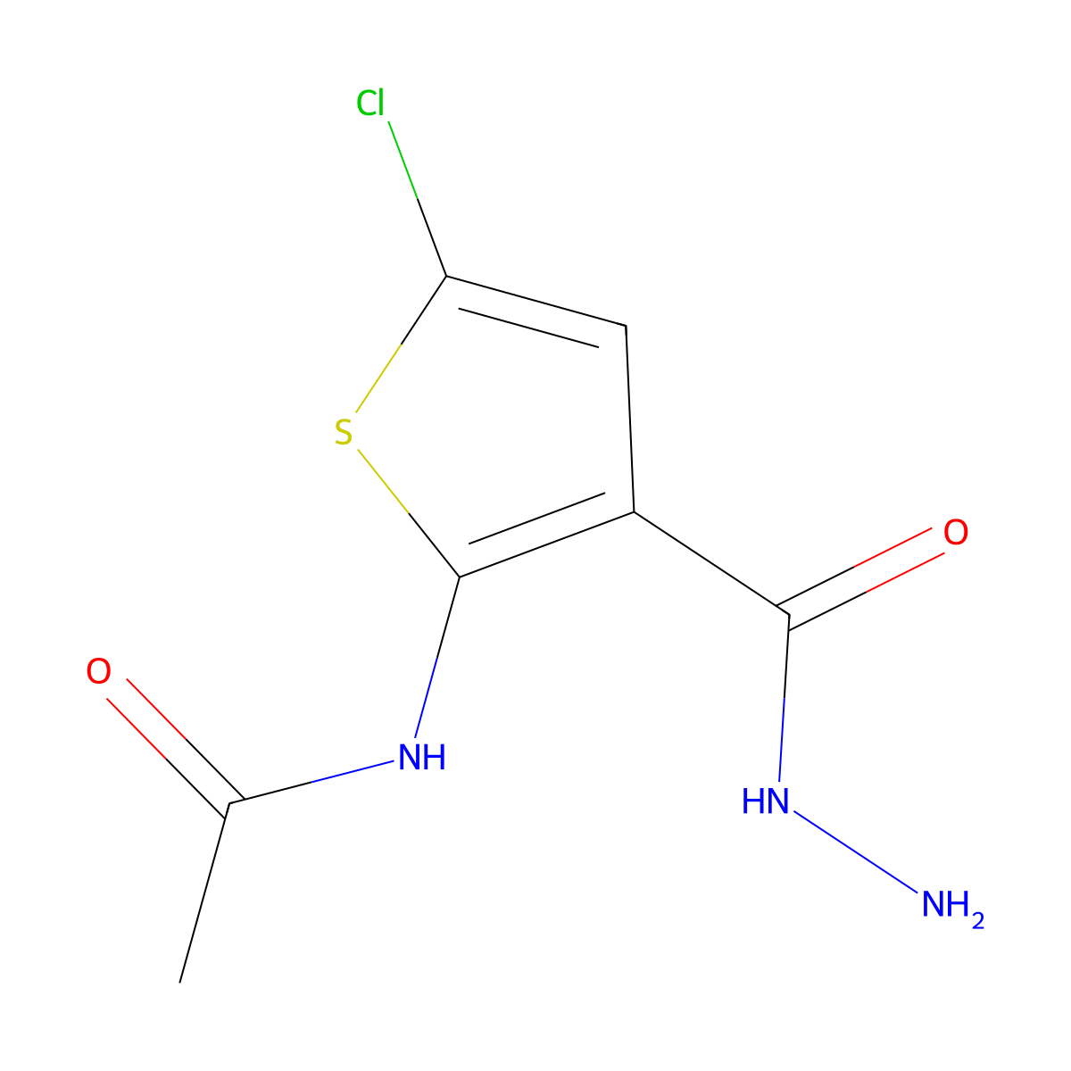 N-[5-chloro-3-(hydrazinecarbonyl)thiophen-2-yl]acetamide molecular structure, CAS 338750-37-1