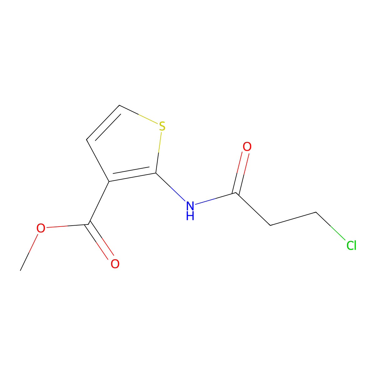 Methyl 2-[(3-chloropropanoyl)amino]-3-thiophenecarboxylate molecular structure, CAS 338750-42-8