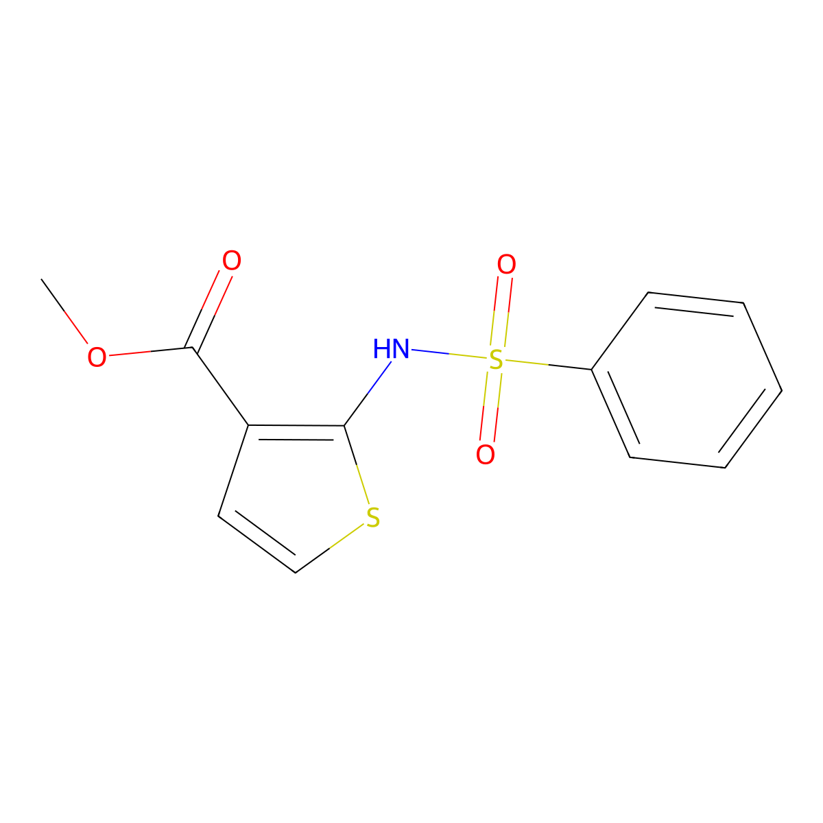 Methyl 2-[(phenylsulfonyl)amino]-3-thiophenecarboxylate molecular structure, CAS 338750-47-3