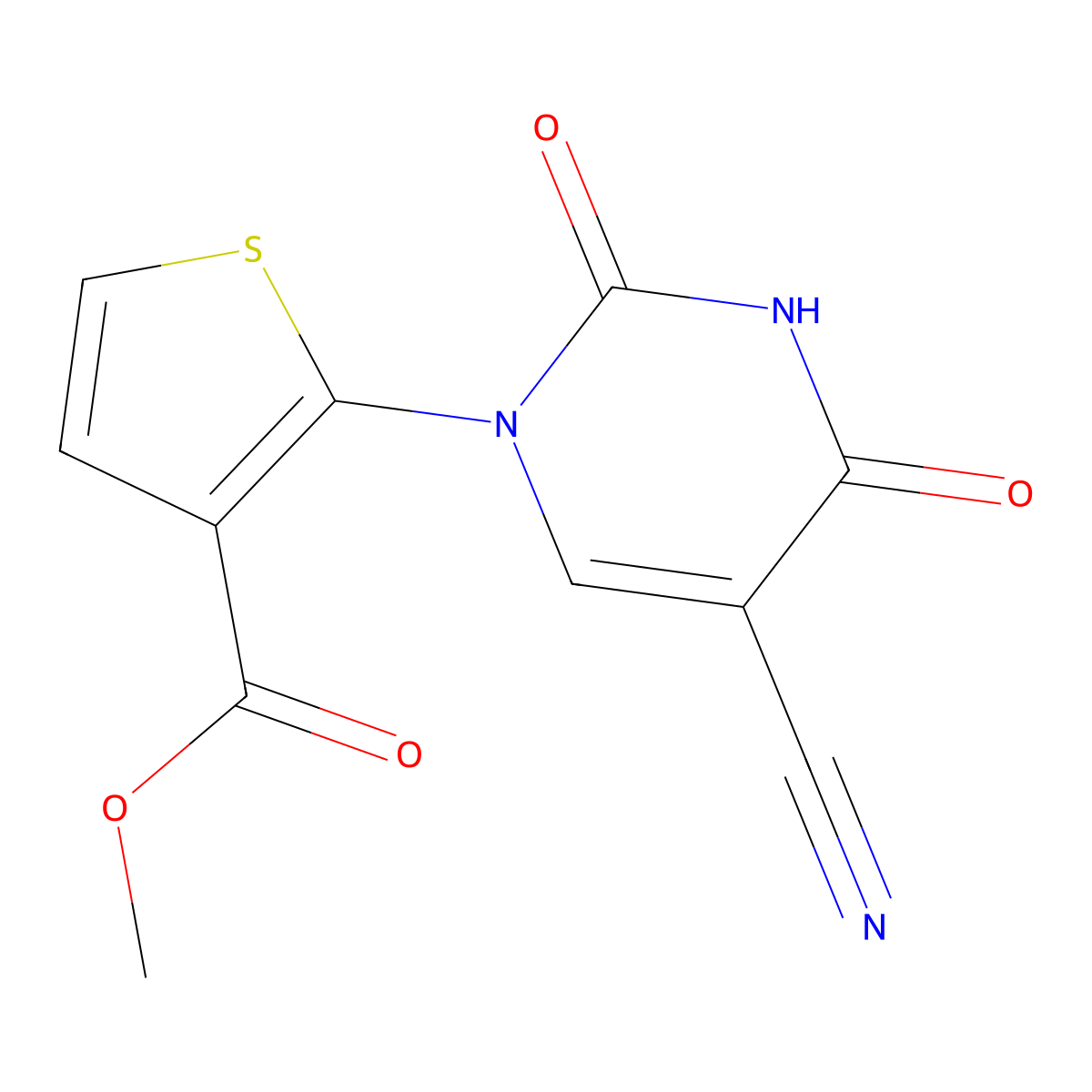 methyl 2-[5-cyano-2,4-dioxo-3,4-dihydro-1(2H)-pyrimidinyl]-3-thiophenecarboxylate molecular structure, CAS 338750-51-9