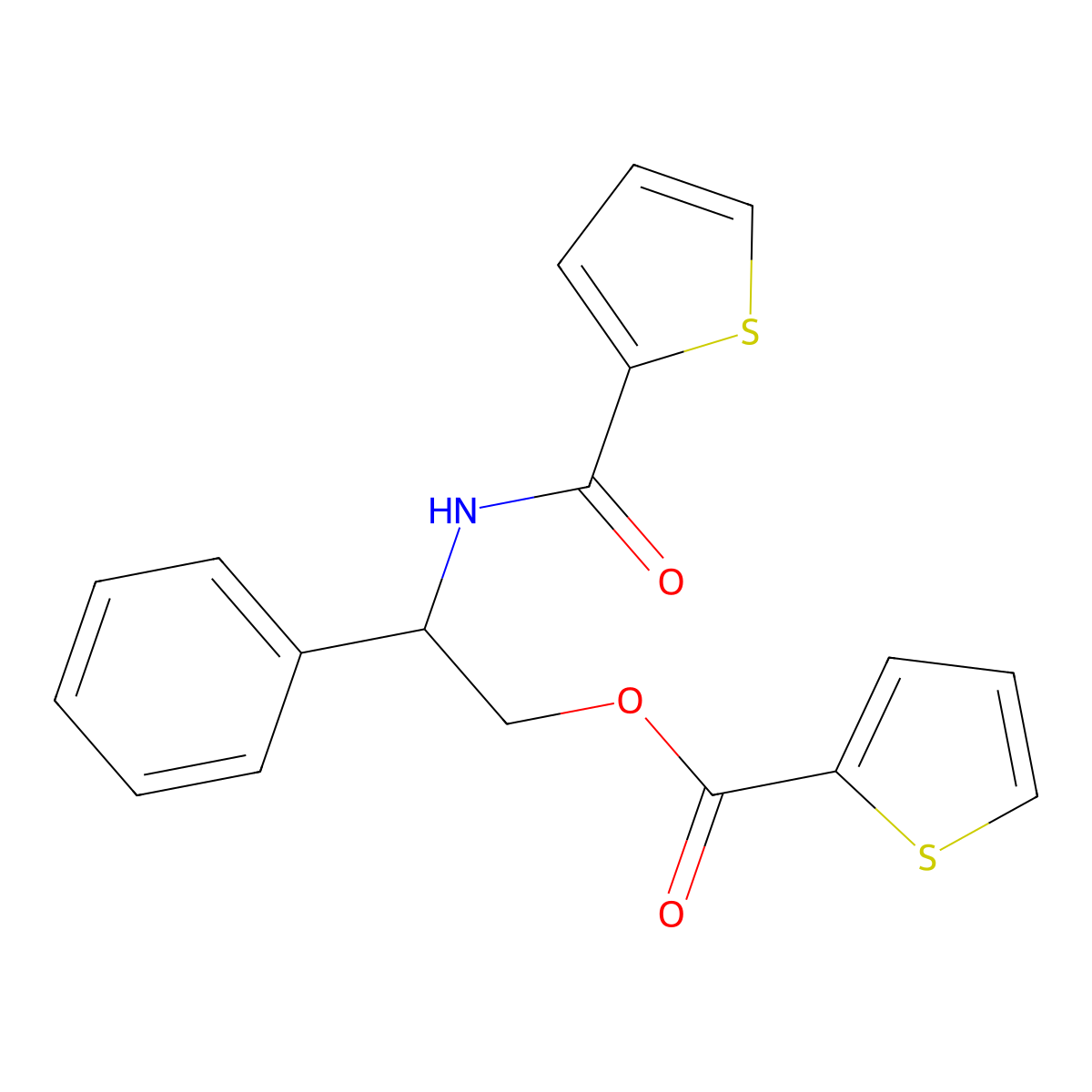 2-Phenyl-2-[(2-thienylcarbonyl)amino]ethyl 2-thiophenecarboxylate molecular structure, CAS 338750-52-0