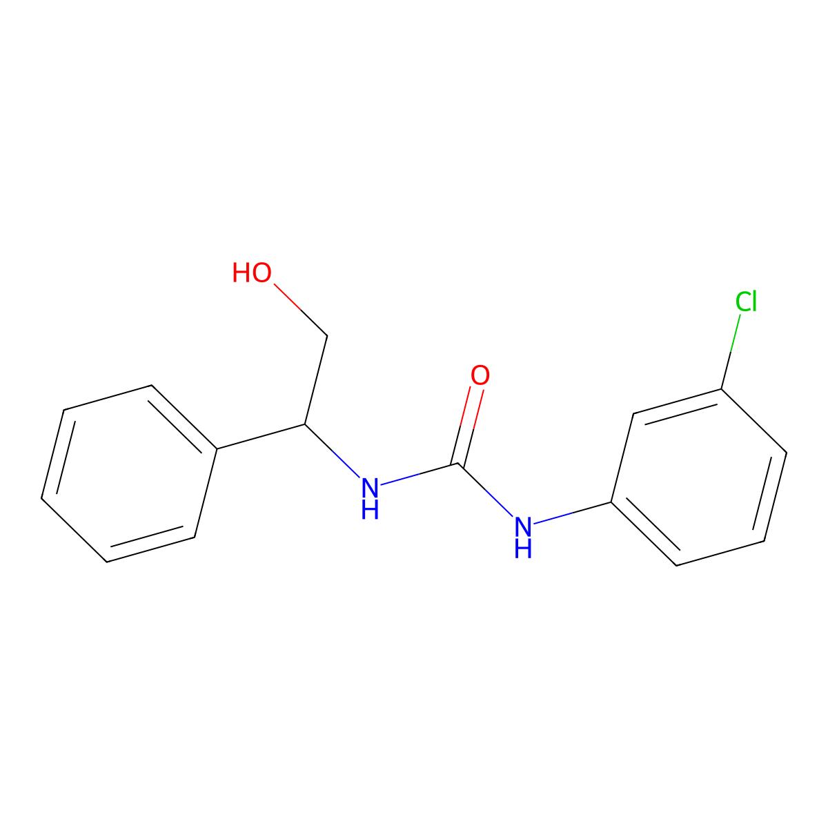 N-(3-chlorophenyl)-N'-(2-hydroxy-1-phenylethyl)urea molecular structure, CAS 338750-54-2