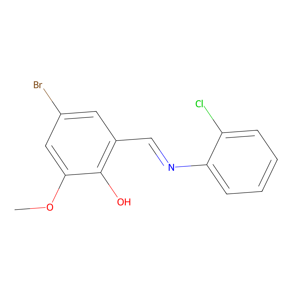4-Bromo-2-{[(2-chlorophenyl)imino]methyl}-6-methoxybenzenol molecular structure, CAS 338750-56-4