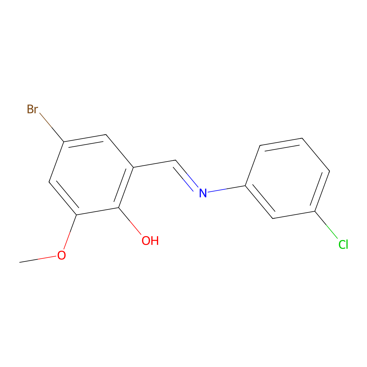 4-Bromo-2-{[(3-chlorophenyl)imino]methyl}-6-methoxybenzenol molecular structure, CAS 338750-57-5