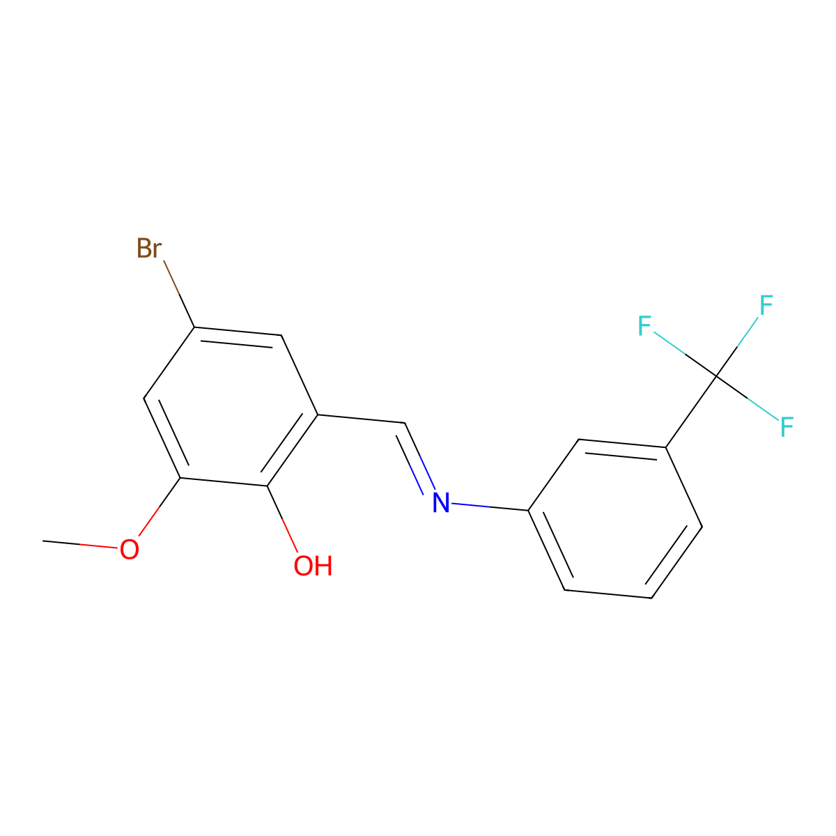 4-Bromo-2-methoxy-6-({[3-(trifluoromethyl)phenyl]imino}methyl)benzenol molecular structure, CAS 338750-60-0