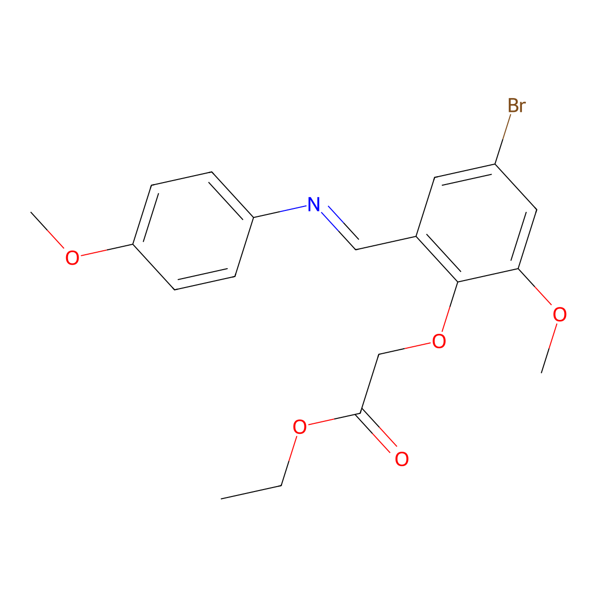 Ethyl 2-[4-bromo-2-methoxy-6-[(4-methoxyphenyl)iminomethyl]phenoxy]acetate molecular structure, CAS 338750-68-8