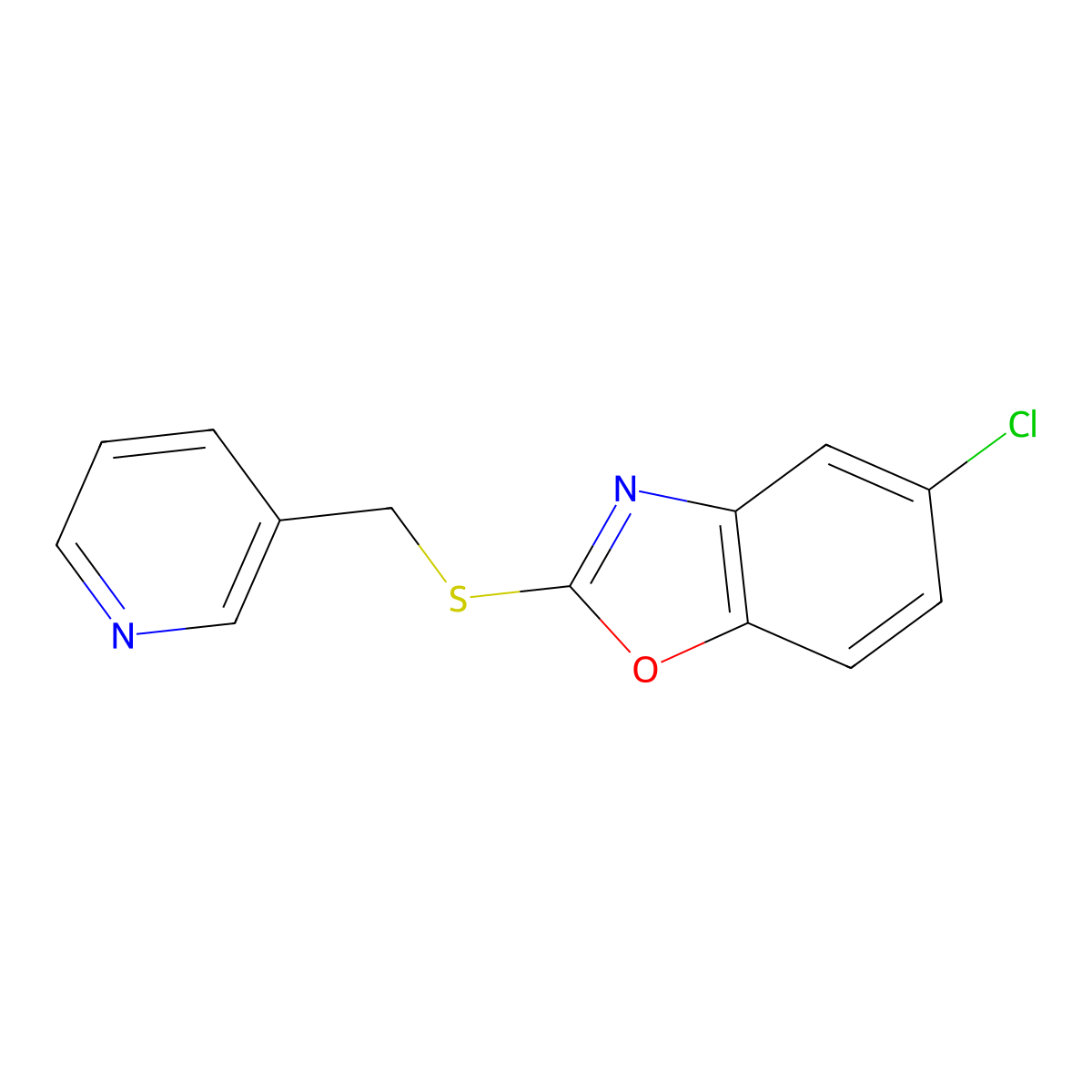 5-Chloro-2-[(3-pyridinylmethyl)sulfanyl]-1,3-benzoxazole molecular structure, CAS 338750-71-3