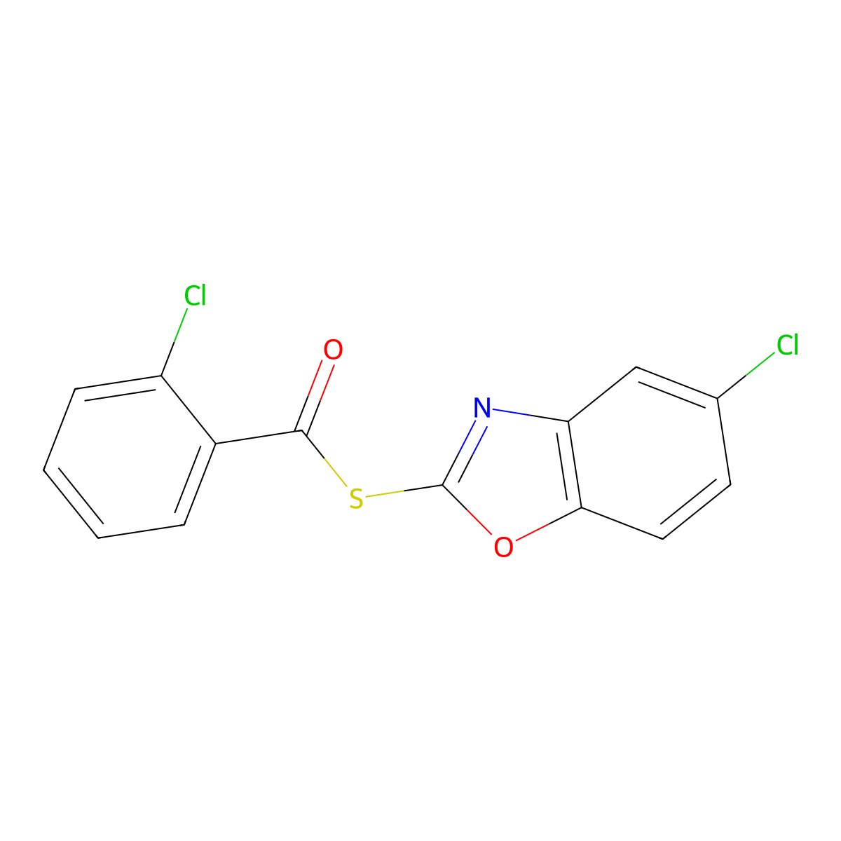S-(5-chloro-1,3-benzoxazol-2-yl) 2-chlorobenzenecarbothioate molecular structure, CAS 338750-74-6