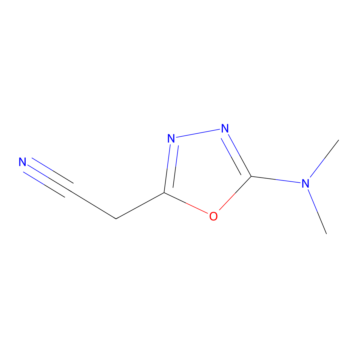 2-[5-(Dimethylamino)-1,3,4-oxadiazol-2-yl]acetonitrile molecular structure, CAS 338750-75-7