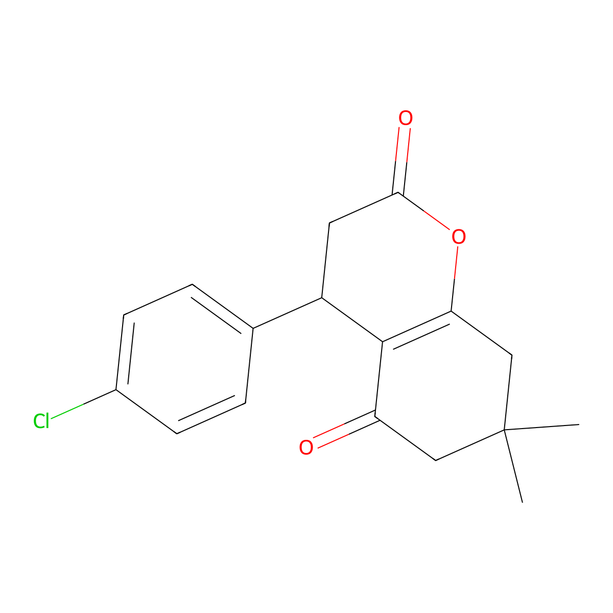 4-(4-Chlorophenyl)-4,6,7,8-tetrahydro-7,7-dimethyl-2H-1-benzopyran-2,5(3H)-dione molecular structure, CAS 338750-76-8