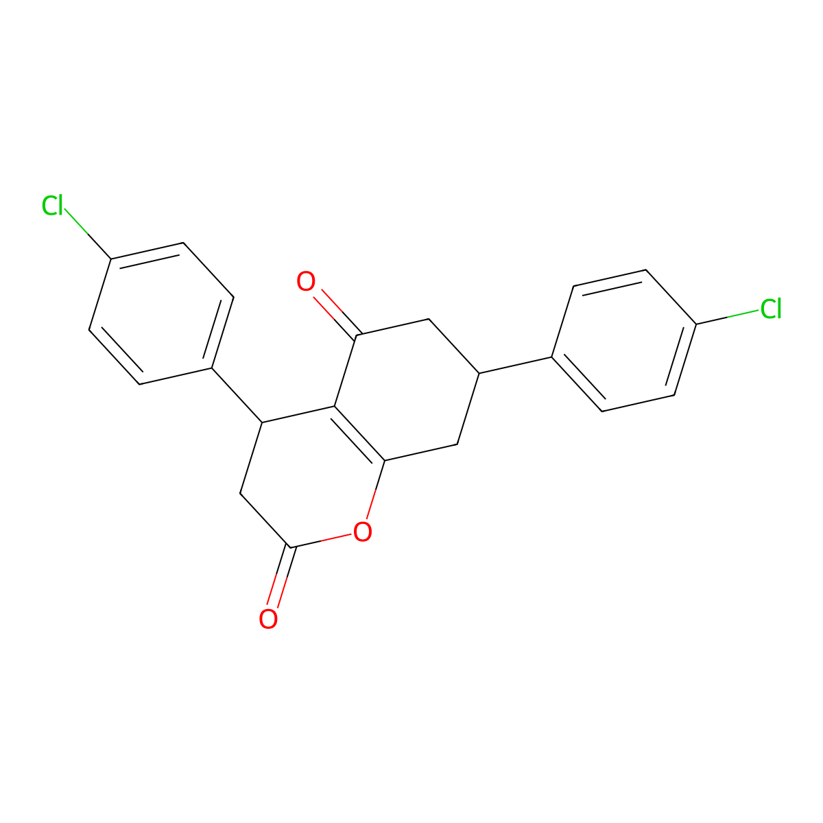 4,7-bis(4-chlorophenyl)-4,6,7,8-tetrahydro-2H-chromene-2,5(3H)-dione molecular structure, CAS 338750-78-0