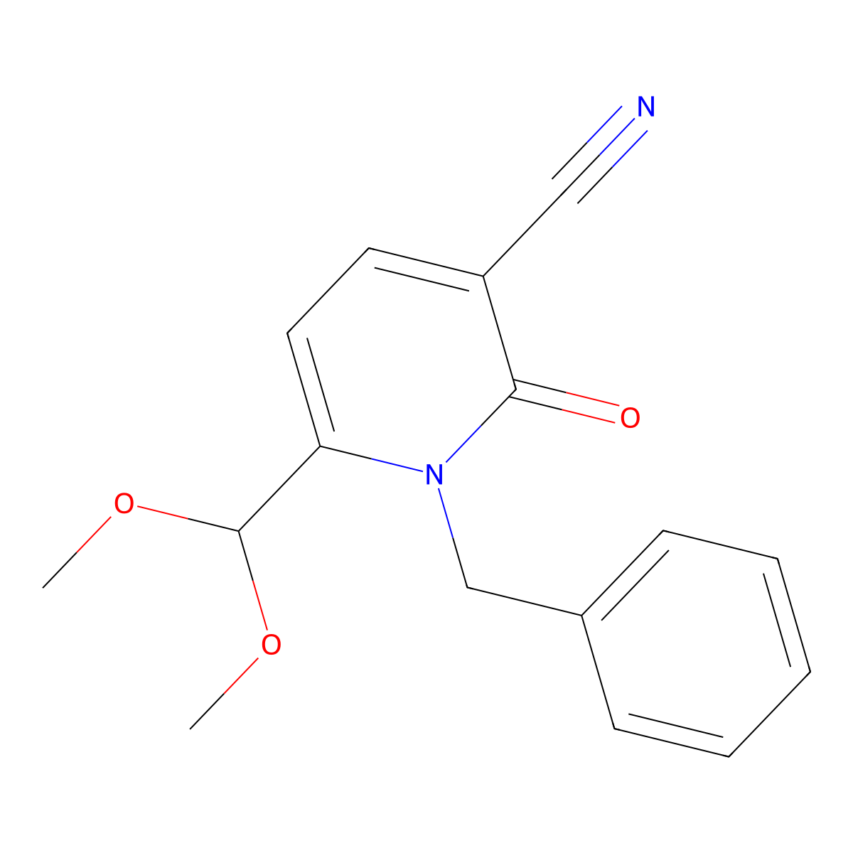 1-Benzyl-6-(dimethoxymethyl)-2-oxo-1,2-dihydro-3-pyridinecarbonitrile molecular structure, CAS 338750-83-7