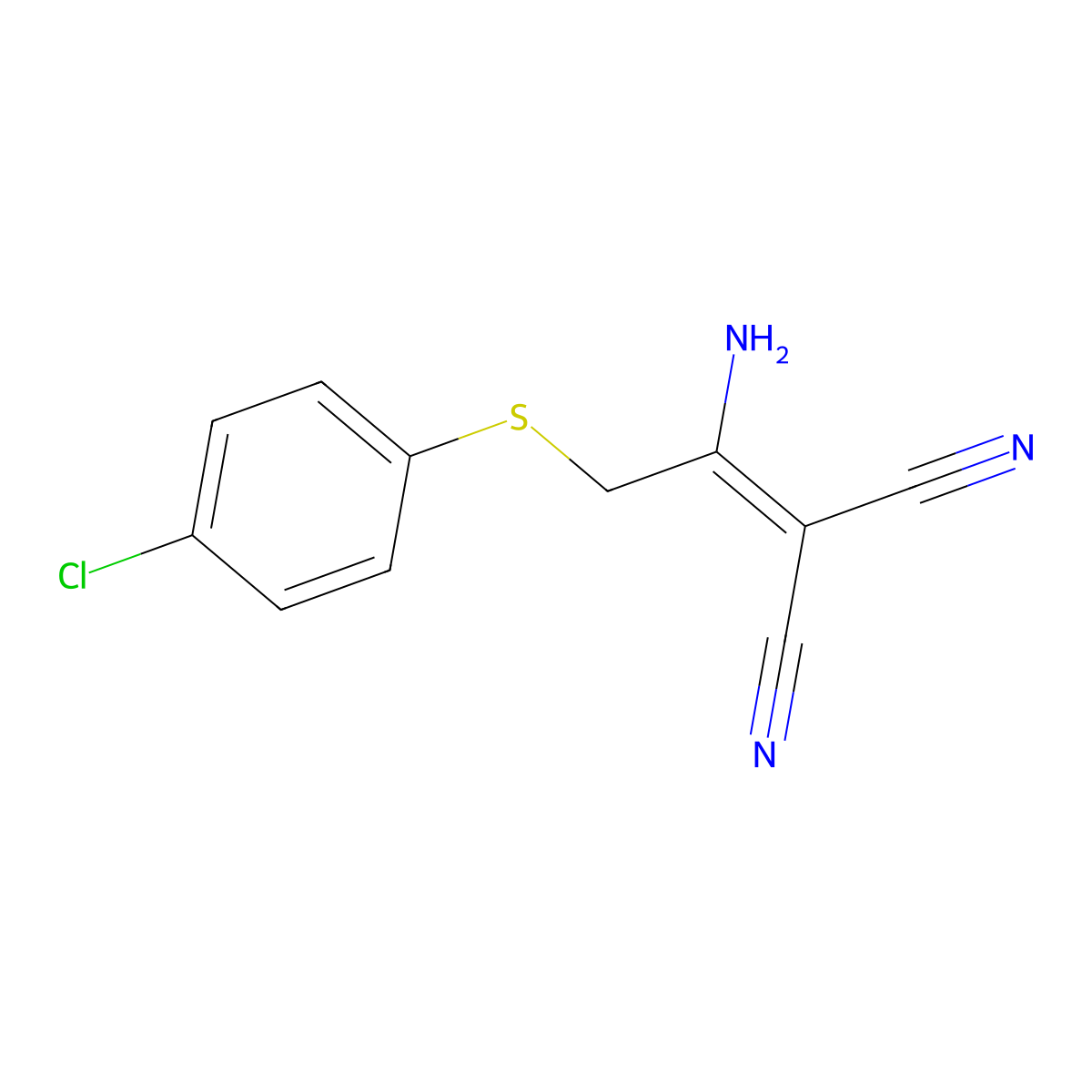 2-{1-Amino-2-[(4-chlorophenyl)sulfanyl]-ethylidene}malononitrile molecular structure, CAS 338750-88-2
