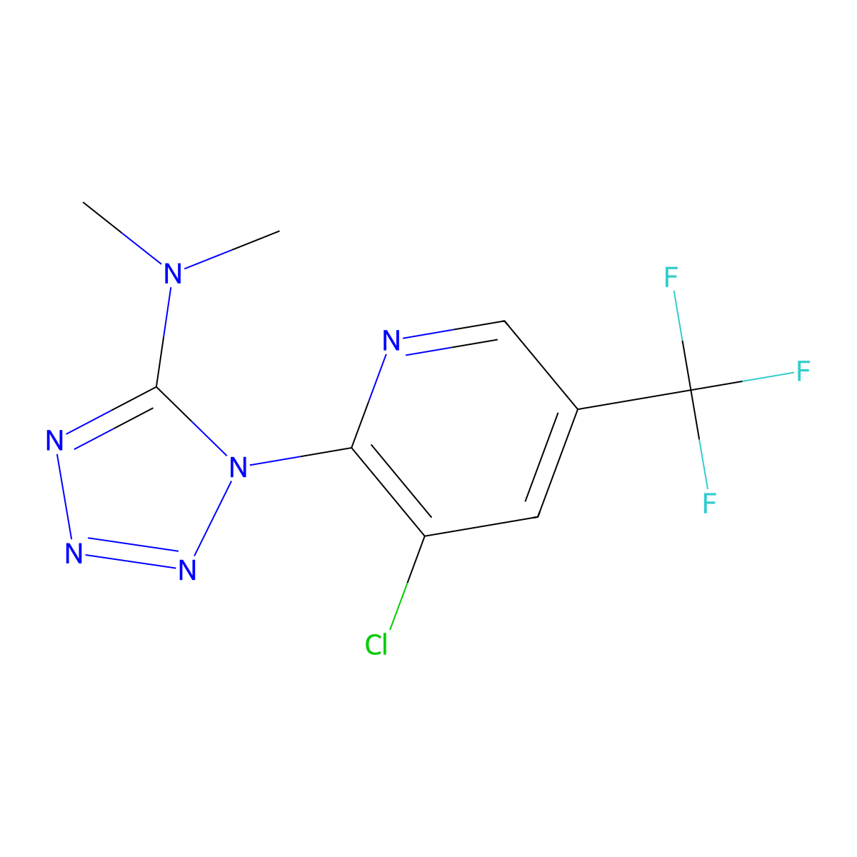 1-[3-chloro-5-(trifluoromethyl)-2-pyridinyl]-N,N-dimethyl-1H-1,2,3,4-tetraazol-5-amine molecular structure, CAS 338751-32-9